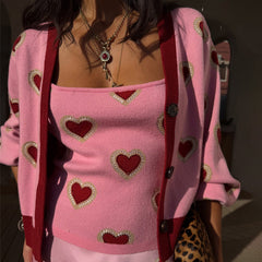 Pink Hearts Knit Tank
