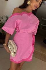 Pink Scallop Mini Jaspre Skirt