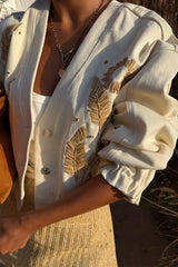 Ecru Cove Raffia Denim Jacket