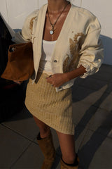 Ecru Cove Raffia Denim Jacket