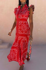 Red Bandana Remi Dress with Leopard Sleeve