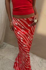 Red Snake Print Dorris Skirt