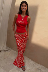 Red Snake Print Dorris Skirt
