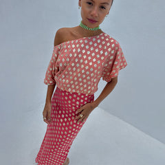 Pink and Red Jacquard Tilly Dress