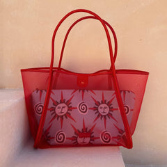 Red Mesh Tote Bag