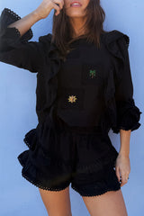 Black Ruffle Shorts