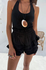 Black Ruffle Shorts