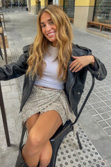 Silver Sequin Mini Jaspre Skirt