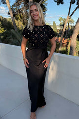 Black Crochet Shell Elodie Dress