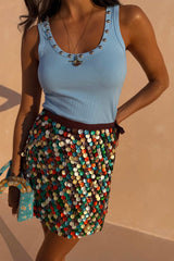 Multi Shell Mini Wrap Skirt