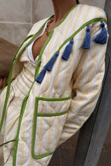 Butter Yellow Stripe Quilted Jacket