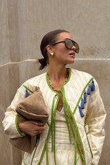 Butter Yellow Stripe Quilted Jacket