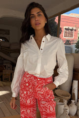 White Marley Shirt with Gold Studs