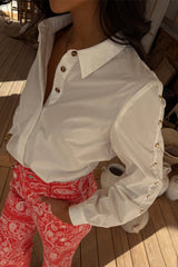 White Marley Shirt with Gold Studs