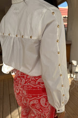 White Marley Shirt with Gold Studs