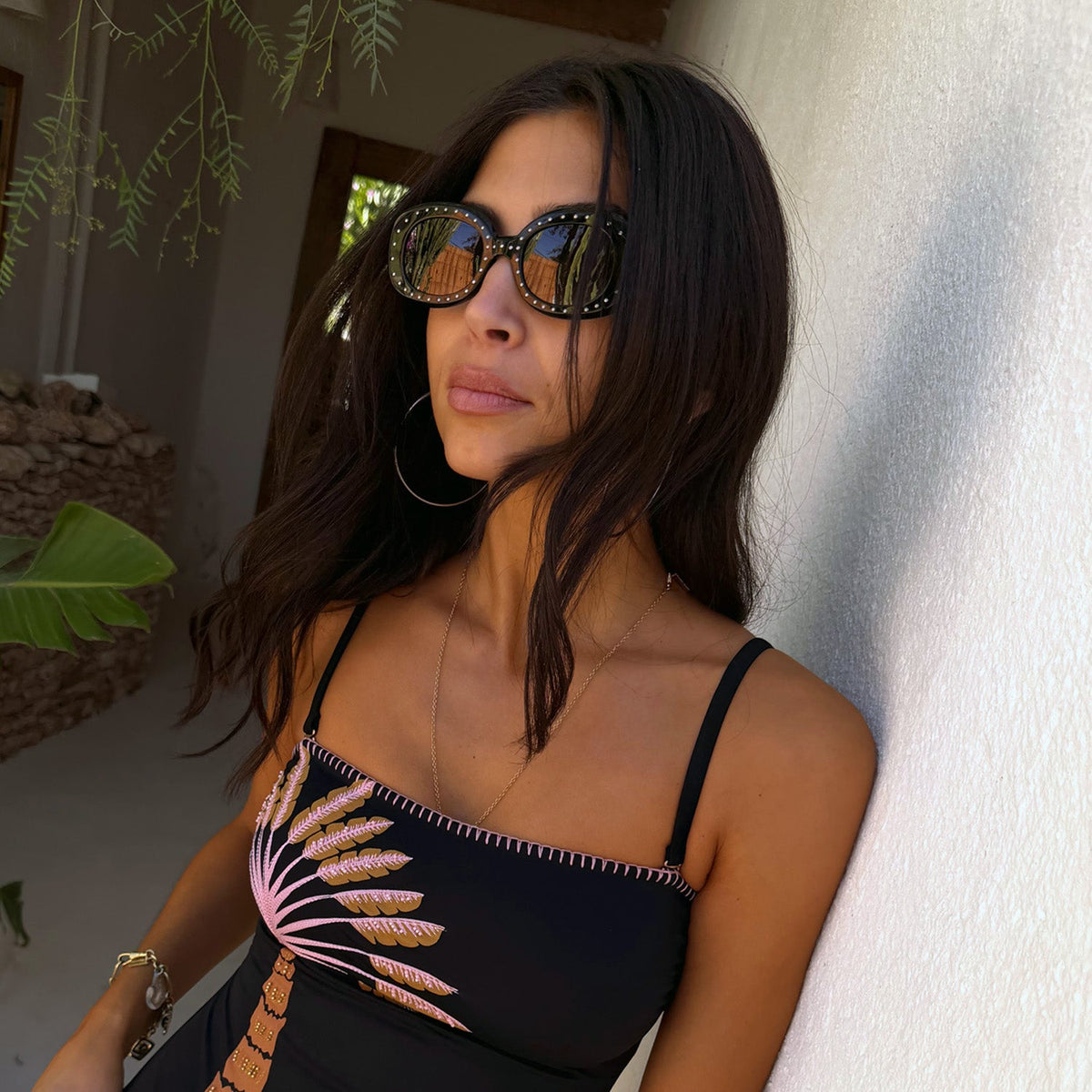 Black Studded Acetate Sunglasses