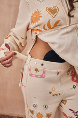 Cream Sundazed Wide Leg Accessible Joggers