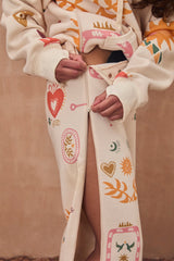 Cream Sundazed Wide Leg Accessible Joggers