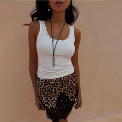 White Studded Rib Vest