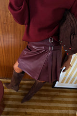 Burgundy Mini Kilt Skirt
