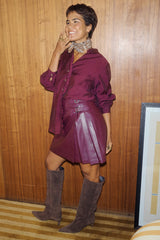 Burgundy Mini Kilt Skirt