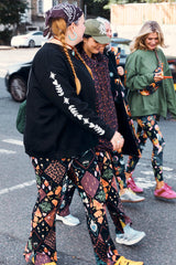 Black Sweatshirt with Ecru Embroidery