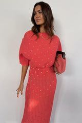 Coral Plisse Tilly Dress