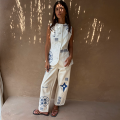 Dolce Vita Embroidered Denim Barrel Leg Jeans