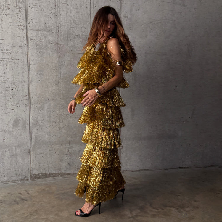 Gold Fringe Dress