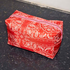 Red Bandana Reversible Make Up Bag