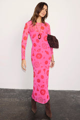 Pink and Red Morocco Mesh Dress