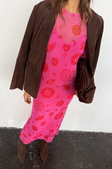 Pink and Red Morocco Mesh Dress