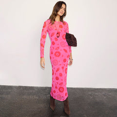 Pink and Red Morocco Mesh Dress