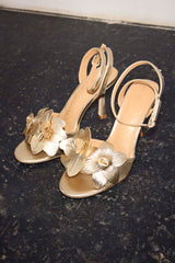 Gold Metallic Flower Heel