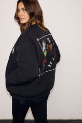 Black Nylon Bomber