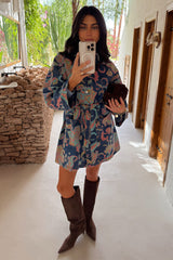 Denim Paisley Belted Shacket