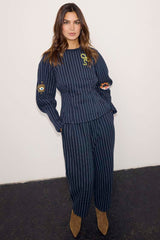 Navy Pinstripe Barrel Sweatshirt