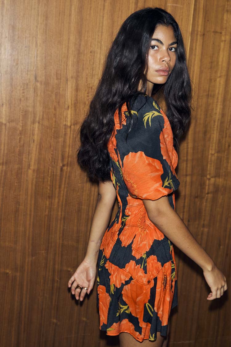 Black Poppy Mini Nara Dress