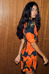 Black Poppy Mini Nara Dress