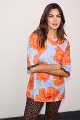 Blue Poppy Print Jersey Pyjamas