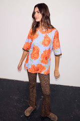 Blue Poppy Print Jersey Pyjamas