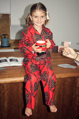 Kids Red Bow Cotton Button Through Pyjamas