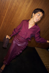 Burgundy Ruffle Miley Shirt