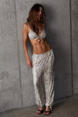 Silver Sequin Naomi Cargo Trousers