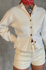 Ecru Studded Cardigan