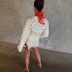 Ecru Studded Cardigan