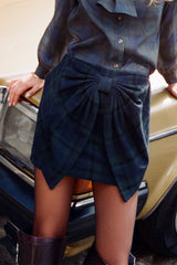 Blue Tartan Bow Skirt