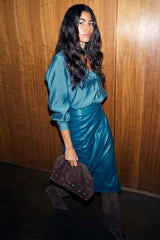 Teal Vegan Leather Jaspre Skirt