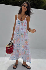 White Island Cross Stitch Maxi Dress