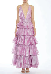 True Decadence Nova Pink Plunging Maxi Dress
